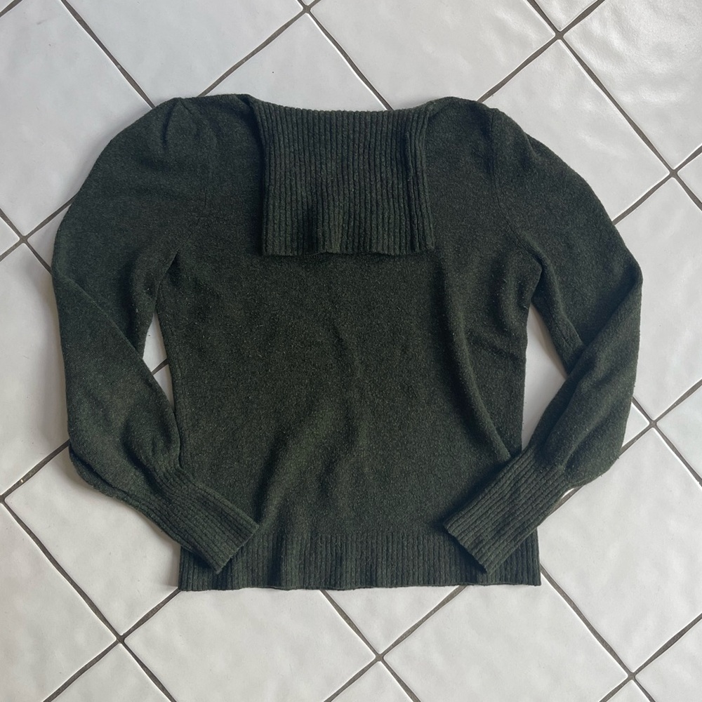 J. Crew Dark Olive Green Cowl Neck Sweater